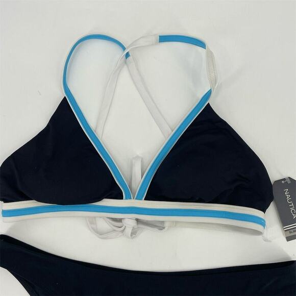Nautica Women's Bikini Set Size Large Blue Cross-Back Top & Bottom - Picture 2 of 10